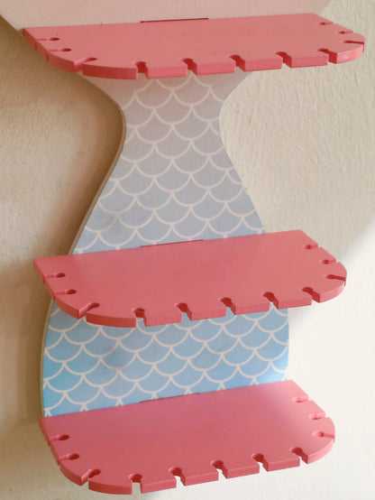 Mermaid Tail Floating Wall Shelf – 3-Tier Crystal & Aromatherapy Display Rack, Wall-Mounted Home Decor