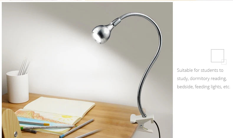 5V USB Table Lamp With Clip Holder Flexible office Accessories For Desk Bedroom Bedside LED Night Light Reading Book Lamp
