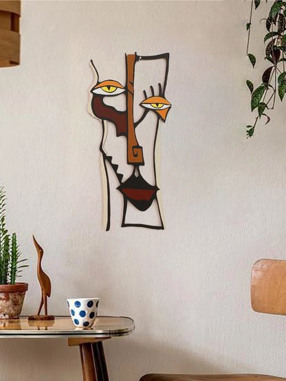 Abstract Face Wooden Wall Hanging – Decorative Art for Home, Office, Living Room, Bedroom, or Hallway