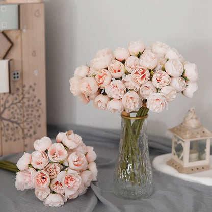 🌸 27-Head Artificial Pink Rose & Peony Silk Flower Bouquet – Elegant Faux Floral Arrangement for Weddings, Parties & Home Decor 🌸
