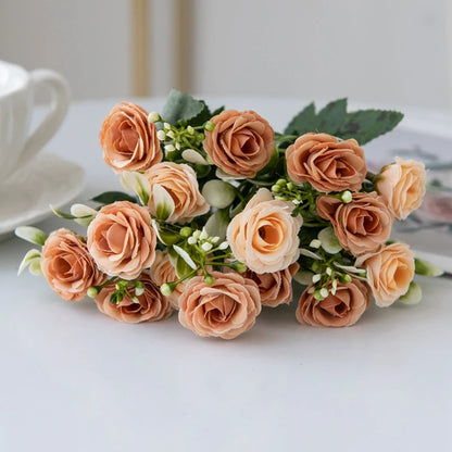 🌹 15-Head Silk Rose Bouquet – Artificial Flower Arrangement for Weddings, DIY Crafts & Home Decor 🌹