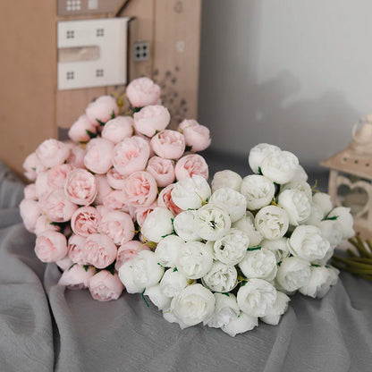 🌸 27-Head Artificial Pink Rose & Peony Silk Flower Bouquet – Elegant Faux Floral Arrangement for Weddings, Parties & Home Decor 🌸