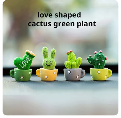 🌵1 Set Of 4, Resin Succulent Cactus Mini Green Plant Car Office Home Living Room Crafts 🌵