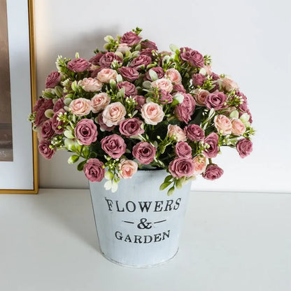 🌹 15-Head Silk Rose Bouquet – Artificial Flower Arrangement for Weddings, DIY Crafts & Home Decor 🌹