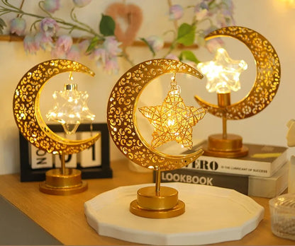 Best IEEYEEY Moon LED Night Light – Ramadan & Eid Mubarak Decorative Lamp | Battery Operated Metal Atmosphere Light