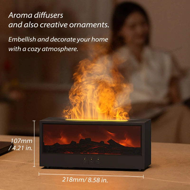 🔥 KINSCOTER 150ml Flame Humidifier & Essential Oil Diffuser – Ultrasonic Aromatherapy Machine with Remote Control, Fireplace Night Light, and Auto Shut-Off 🔥