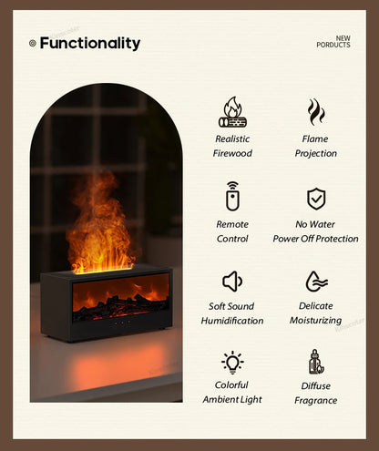 🔥 KINSCOTER 150ml Flame Humidifier & Essential Oil Diffuser – Ultrasonic Aromatherapy Machine with Remote Control, Fireplace Night Light, and Auto Shut-Off 🔥