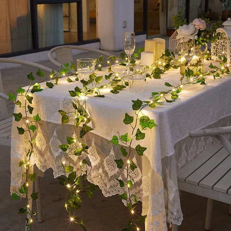 🎄 Battery-Powered Green Vine LED String Lights – Christmas & Garden Fairy Lights for Festive Holiday Decor 🎄