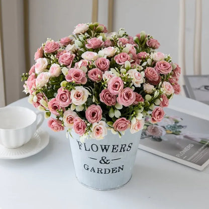 🌹 15-Head Silk Rose Bouquet – Artificial Flower Arrangement for Weddings, DIY Crafts & Home Decor 🌹