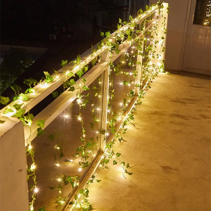 🎄 Battery-Powered Green Vine LED String Lights – Christmas & Garden Fairy Lights for Festive Holiday Decor 🎄