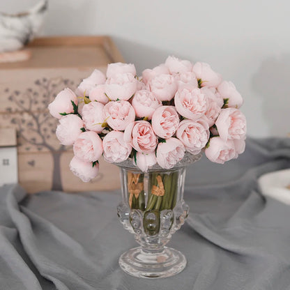 🌸 27-Head Artificial Pink Rose & Peony Silk Flower Bouquet – Elegant Faux Floral Arrangement for Weddings, Parties & Home Decor 🌸