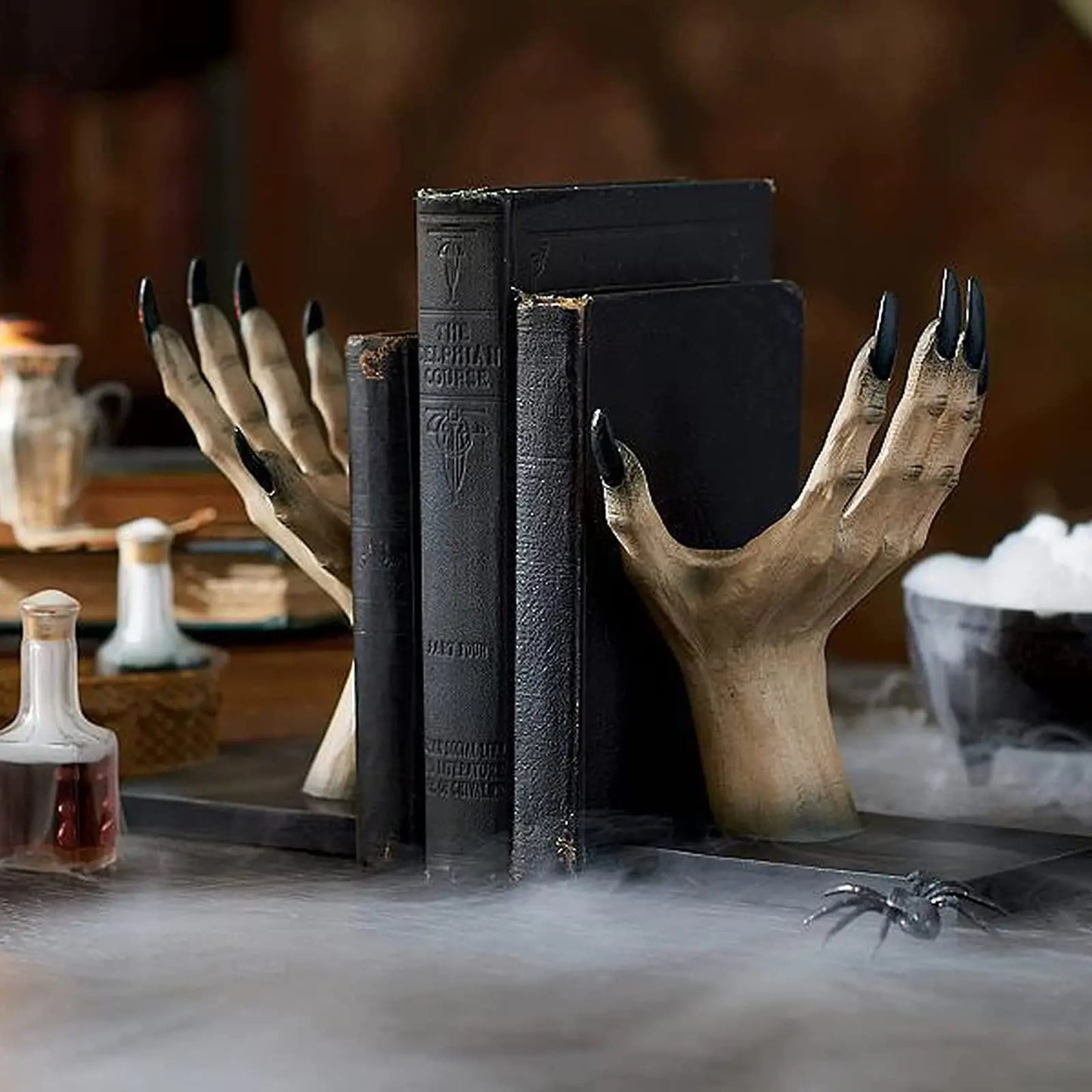 Best Witch Hand Bookstore Resin Statue – Gothic Halloween Decor for Desk, Bookshelf, or Home Display
