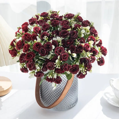 🌹 15-Head Silk Rose Bouquet – Artificial Flower Arrangement for Weddings, DIY Crafts & Home Decor 🌹