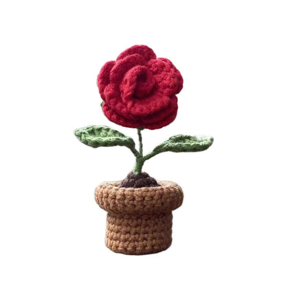 🌹 Mini Artificial Potted Rose Plant – Realistic Flower Bonsai in Decorative Vase for Home & Event Décor 🌹
