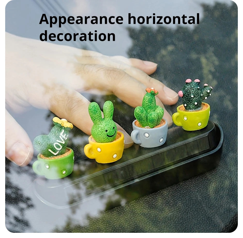 🌵1 Set Of 4, Resin Succulent Cactus Mini Green Plant Car Office Home Living Room Crafts 🌵