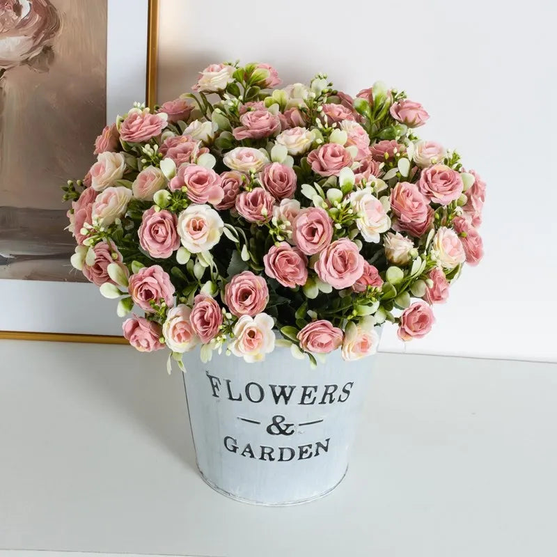 🌹 15-Head Silk Rose Bouquet – Artificial Flower Arrangement for Weddings, DIY Crafts & Home Decor 🌹