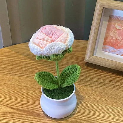 🌹 Mini Artificial Potted Rose Plant – Realistic Flower Bonsai in Decorative Vase for Home & Event Décor 🌹