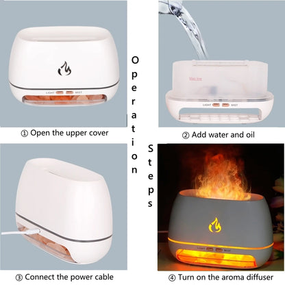 Aroma Diffuser Mini Ultrasonic USB Air Humidifier 3D Flame Diffuser Essential Oils Diffuser Aromatherapy Air Freshener Bedroom