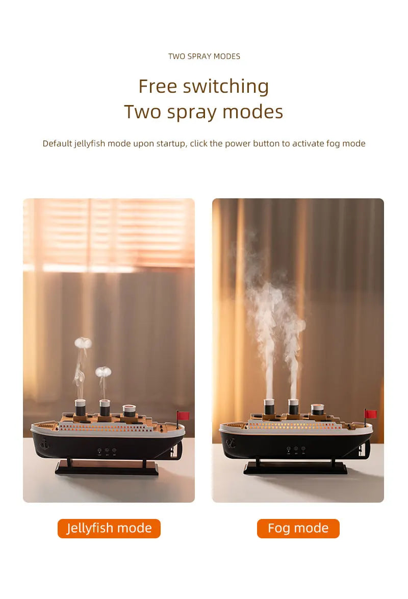 Retro Boat Air Humidifier & Ultrasonic Aromatherapy Diffuser