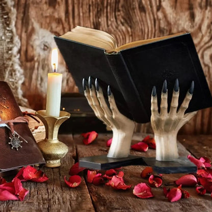 Best Witch Hand Bookstore Resin Statue – Gothic Halloween Decor for Desk, Bookshelf, or Home Display
