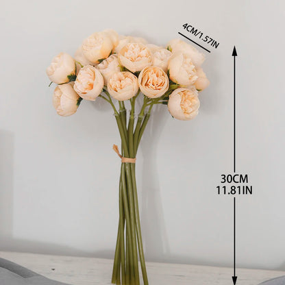🌸 27-Head Artificial Pink Rose & Peony Silk Flower Bouquet – Elegant Faux Floral Arrangement for Weddings, Parties & Home Decor 🌸