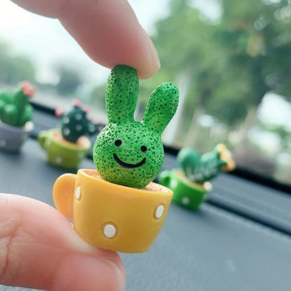 🌵1 Set Of 4, Resin Succulent Cactus Mini Green Plant Car Office Home Living Room Crafts 🌵